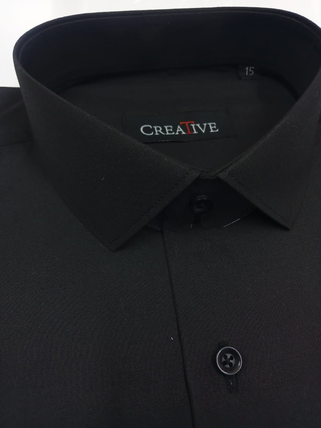 CREATIVE, Piano Black Solid Dress Shirt (Premium Tropical Cotton Fabric)