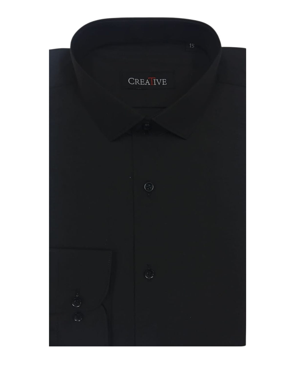 CREATIVE, Piano Black Solid Dress Shirt (Premium Tropical Cotton Fabric)
