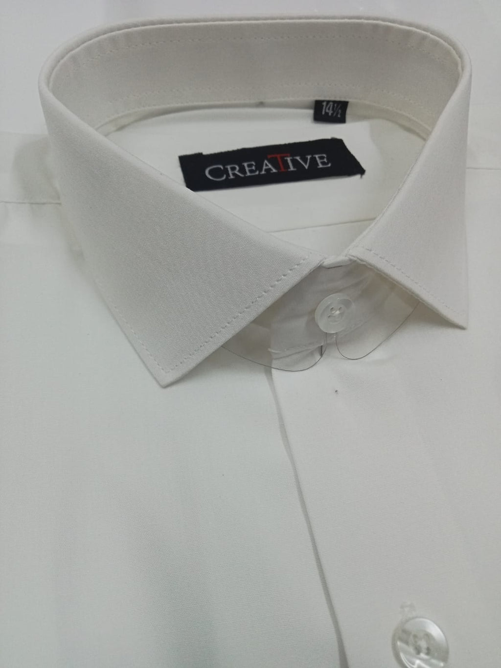 CREATIVE Crisp Off White Classic Cotton Shirt