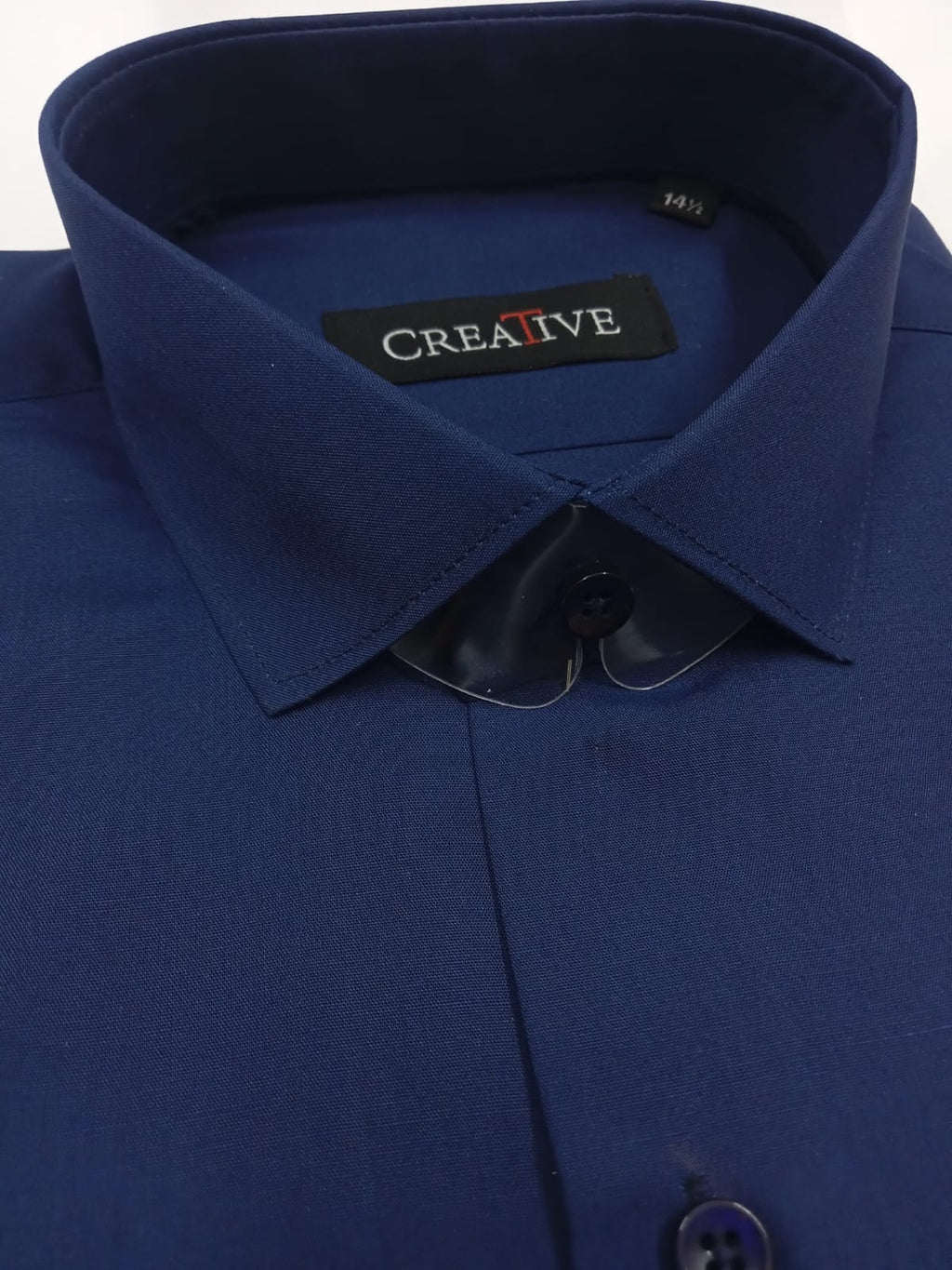 CREATIVE, Solid Navy Blue Dress Shirt (Premium Smooth Finish Fabric)