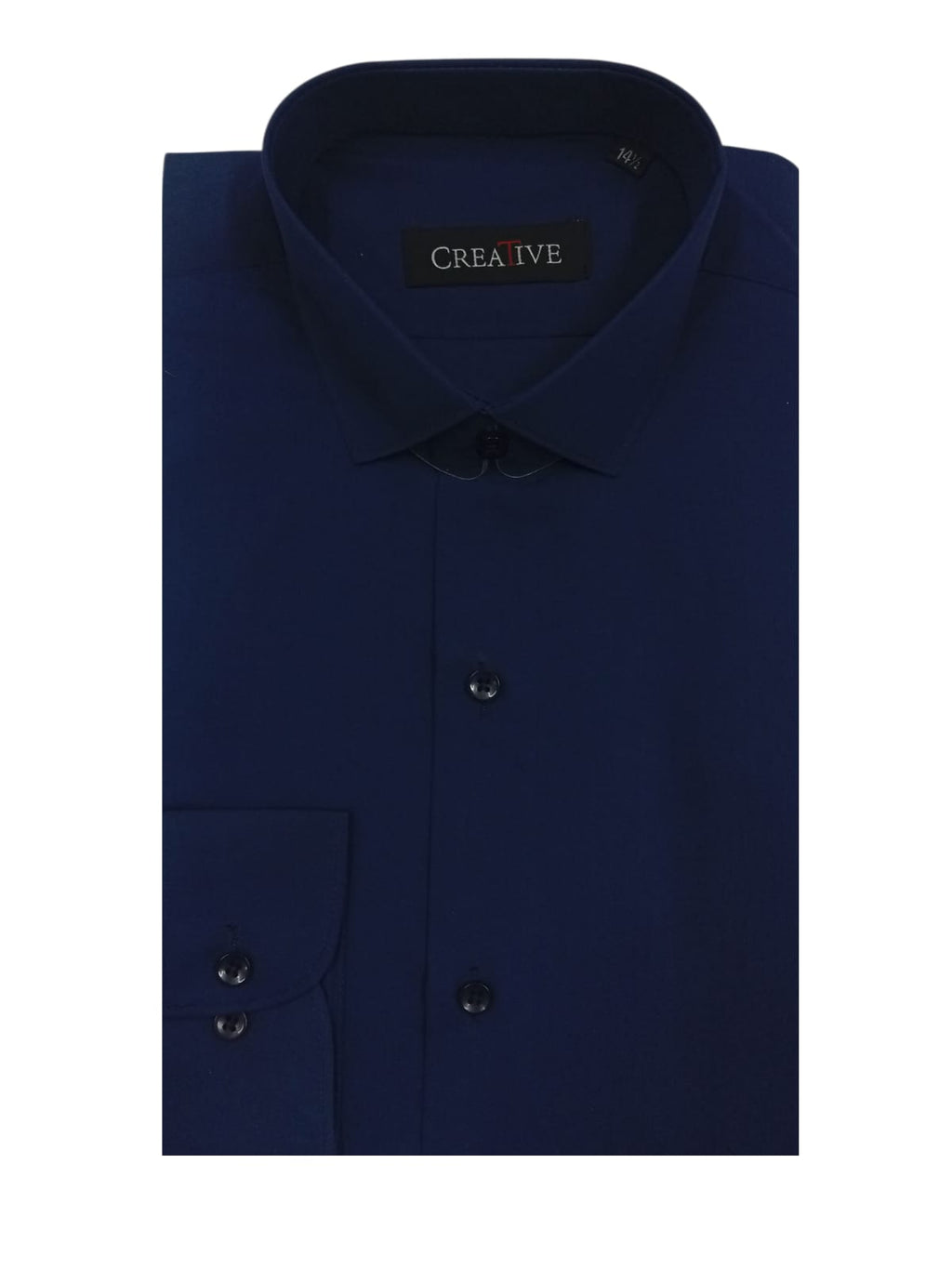 CREATIVE, Solid Navy Blue Dress Shirt (Premium Smooth Finish Fabric)