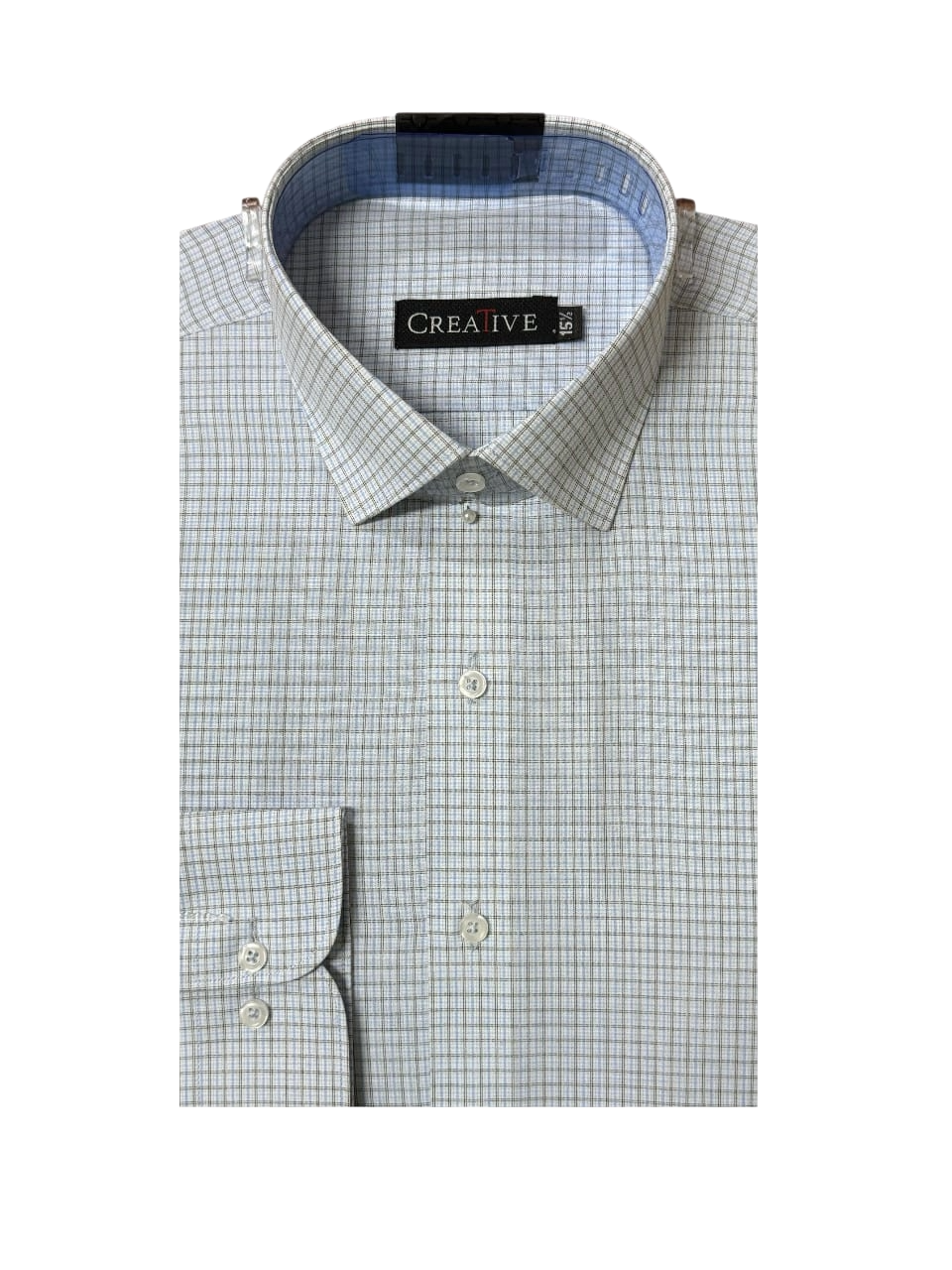 Aqua Windowpane' Classic Cotton Shirt