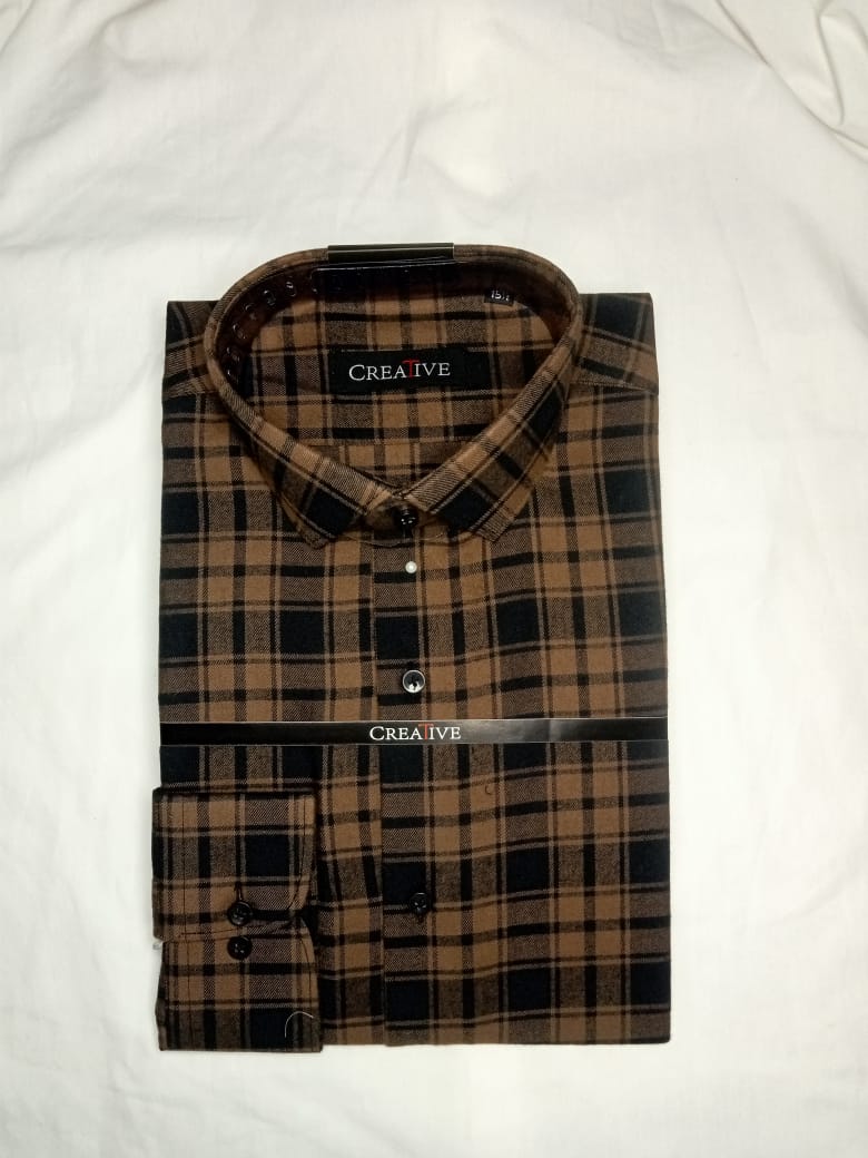The CREATIVE, Dark Brown Plaid Casual Shirt (Premium Flannel Fabric)