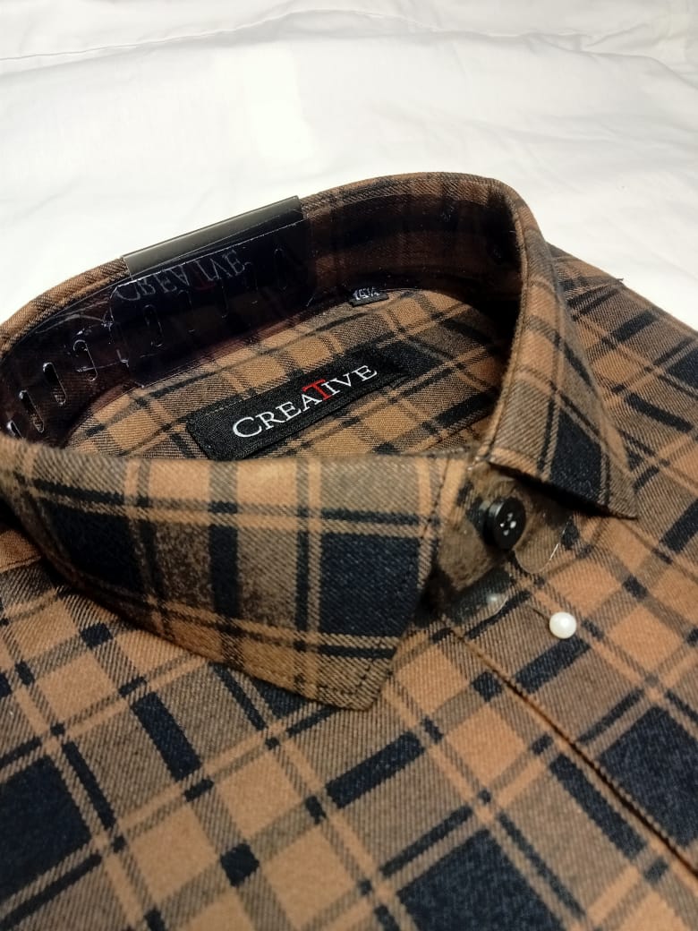 The CREATIVE, Dark Brown Plaid Casual Shirt (Premium Flannel Fabric)