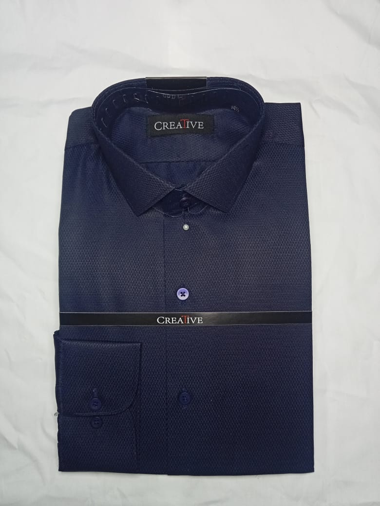 The CREATIVE, Dark Blue Textured Dress Shirt (Premium Texture Dobby Fabric)