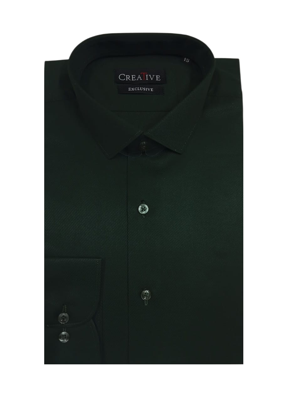 CREATIVE EXCLUSIVE Dark Green, Cross Rod, Self-Textured Dress Shirt