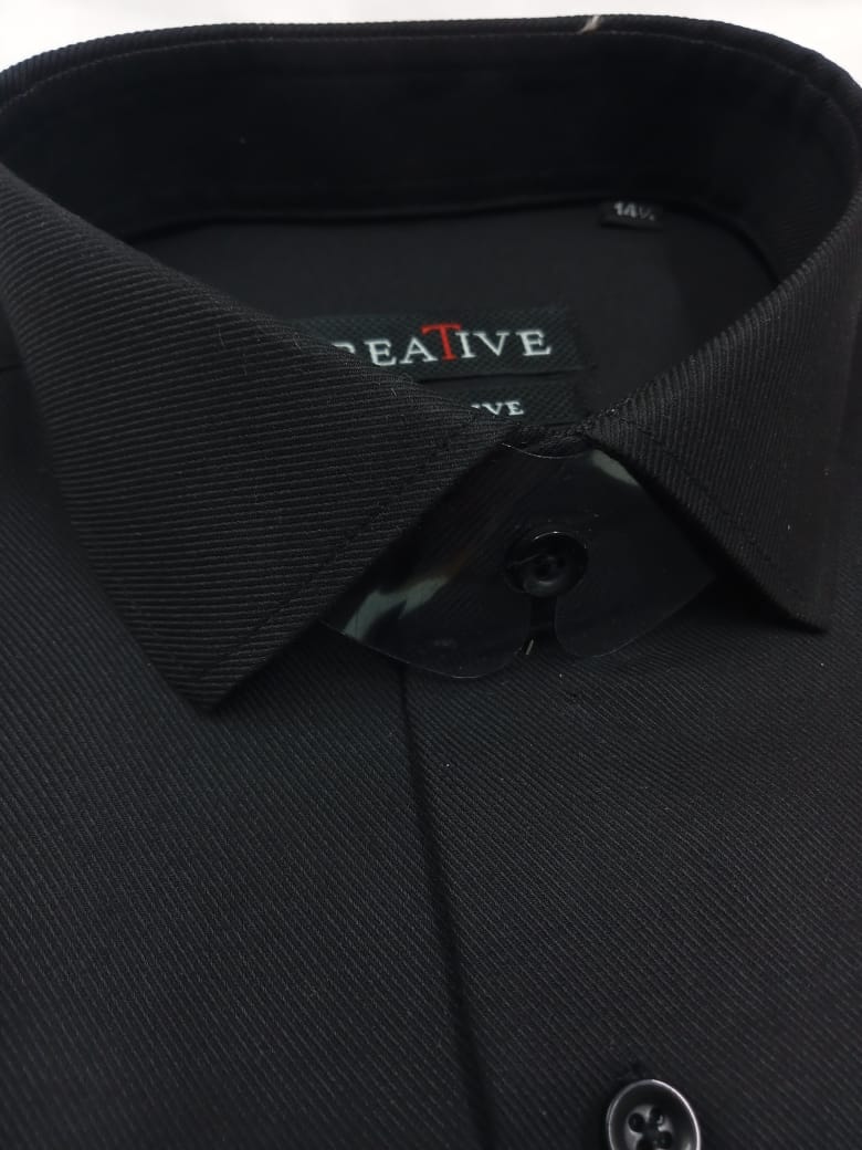 CREATIVE EXCLUSIVE, Jet Black Classic Dress Shirt (Cross Rod Self-Textured)