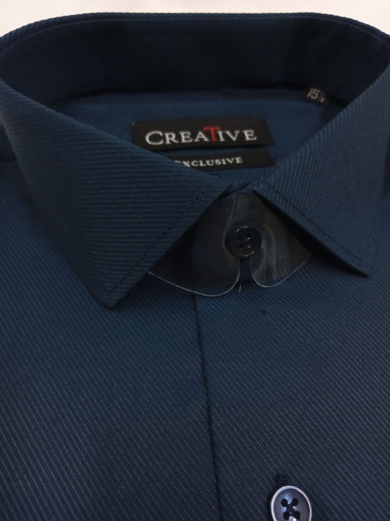 CREATIVE EXCLUSIVE, Midnight Blue Classic Dress Shirt (Cross Rod Self-Textured)
