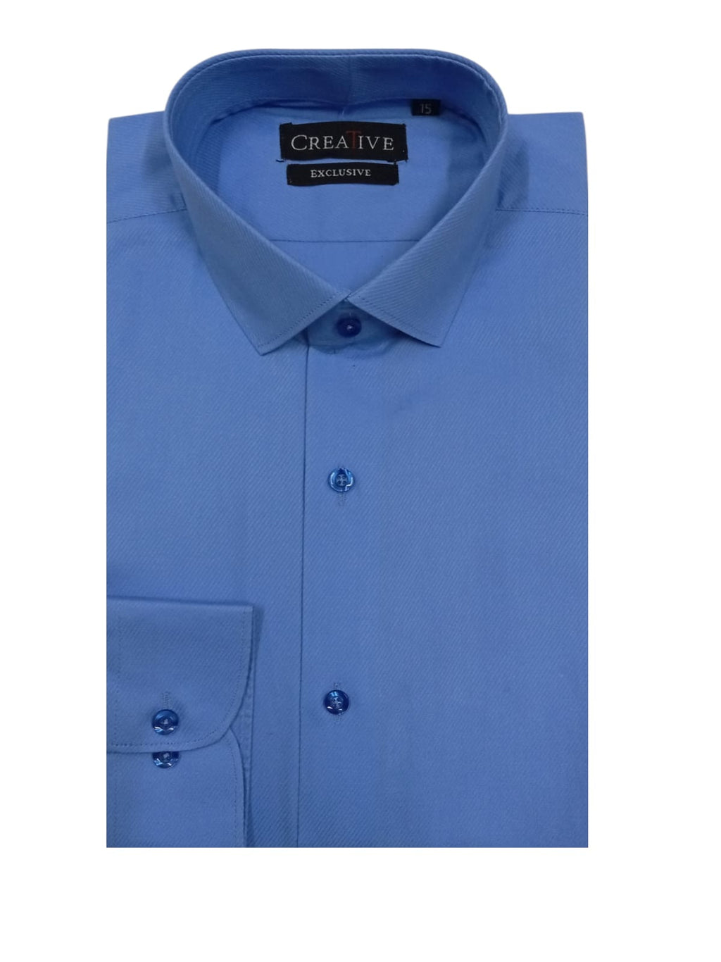 CREATIVE EXCLUSIVE Sky Blue, Cross Rod, Self Textured Dress Shirt