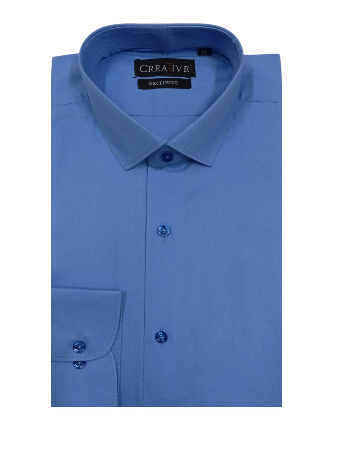 CREATIVE EXCLUSIVE Sky Blue, Cross Rod, Self Textured Dress Shirt