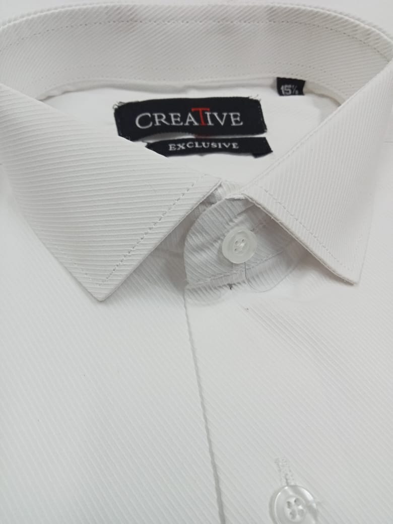 CREATIVE EXCLUSIVE, Snow White Classic Dress Shirt (Thin Cross Rod Self-Textured)