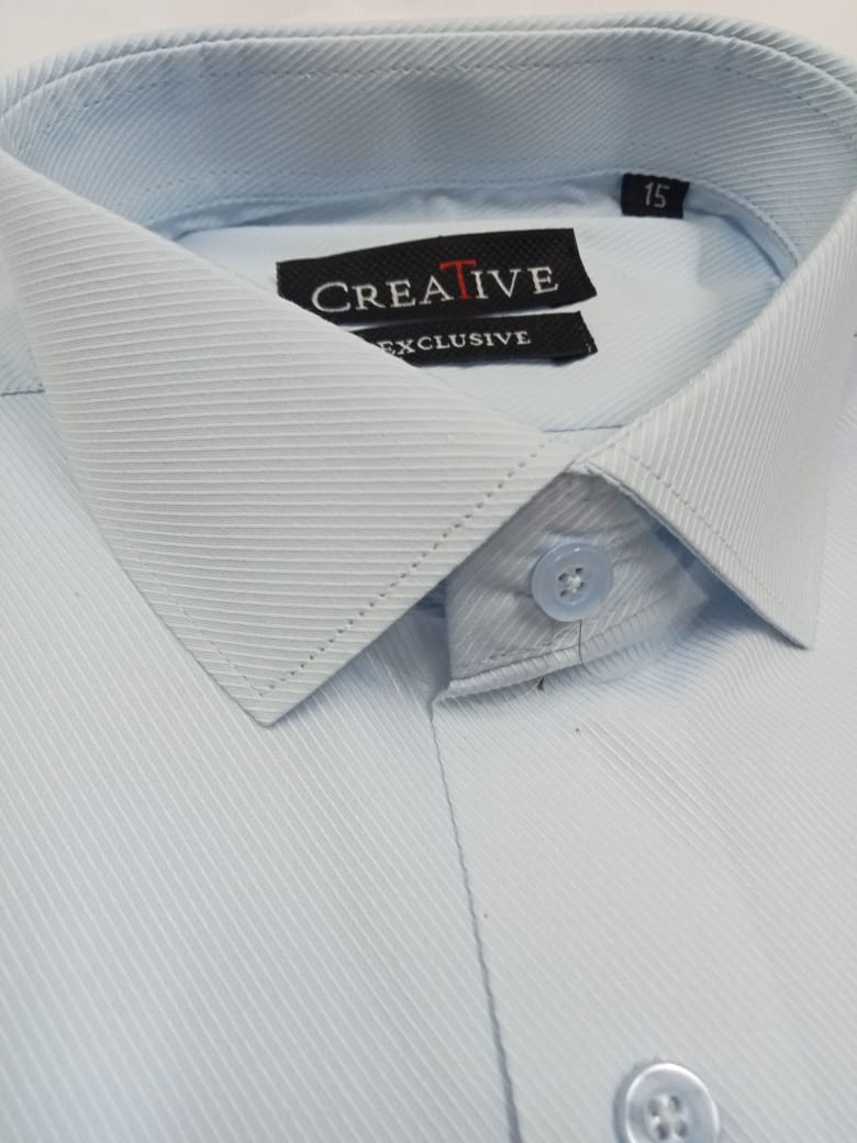 CREATIVE EXCLUSIVE Ice Blue Dress Shirt. (Cross Rod Self-Textured)