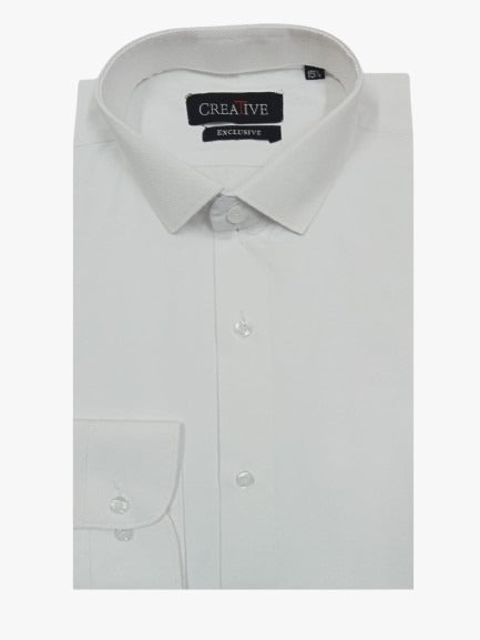 CREATIVE EXCLUSIVE, Snow White Classic Dress Shirt (Thin Cross Rod Self-Textured)