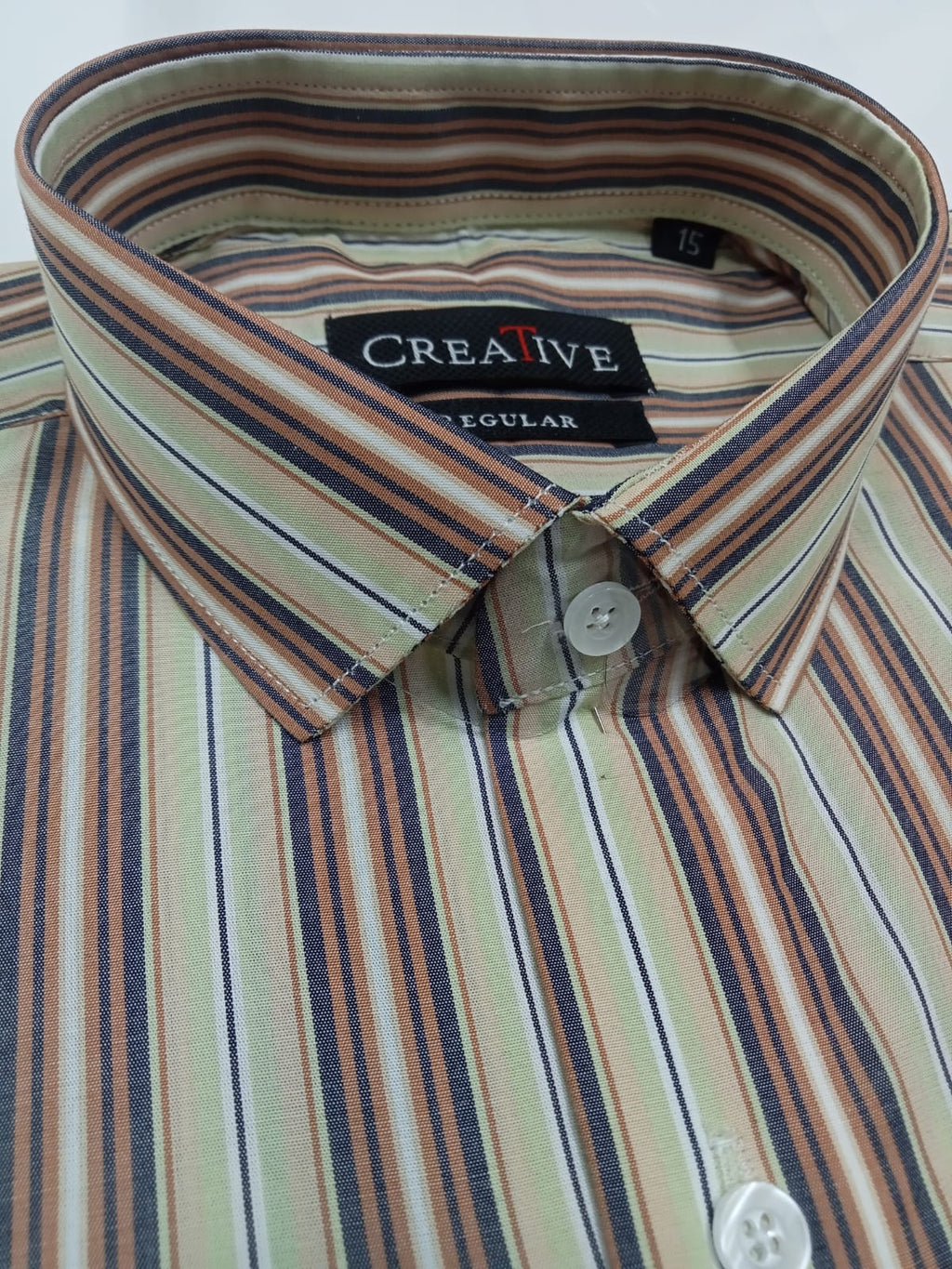 CREATIVE 'Tuscan Olive' Striped Cotton Shirt