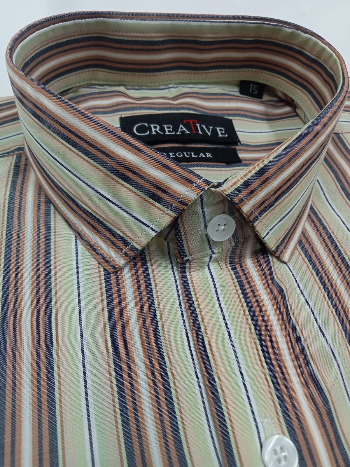 CREATIVE 'Tuscan Olive' Striped Cotton Shirt