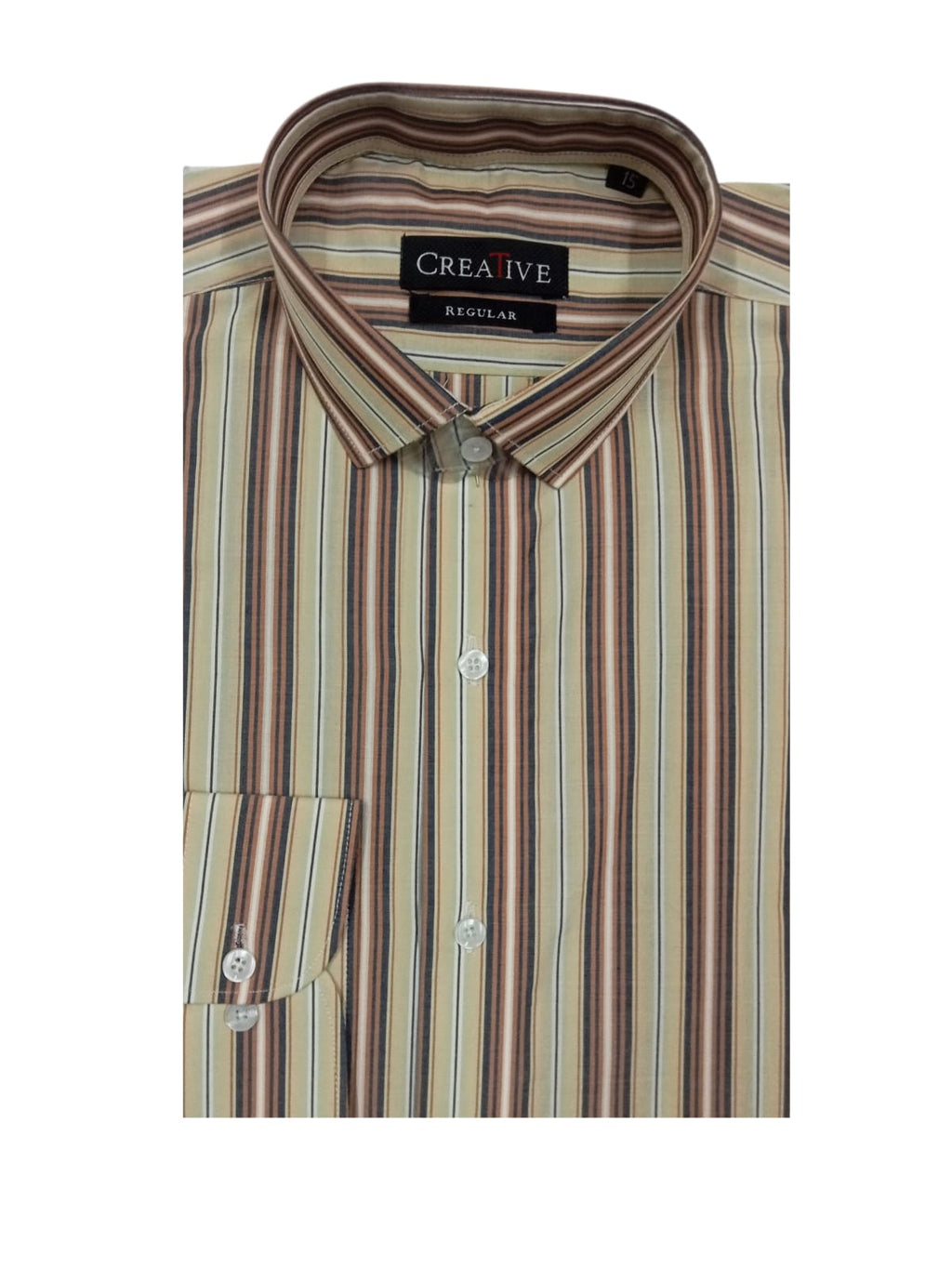 CREATIVE 'Tuscan Olive' Striped Cotton Shirt