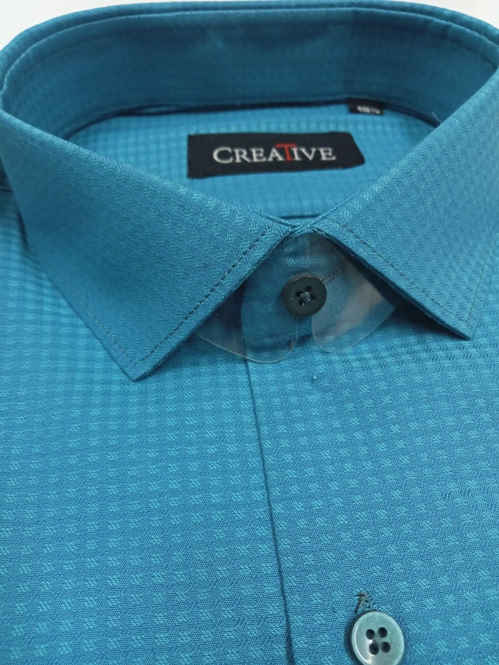 CREATIVE 'Azure Depths' Textured Cotton Shirt.