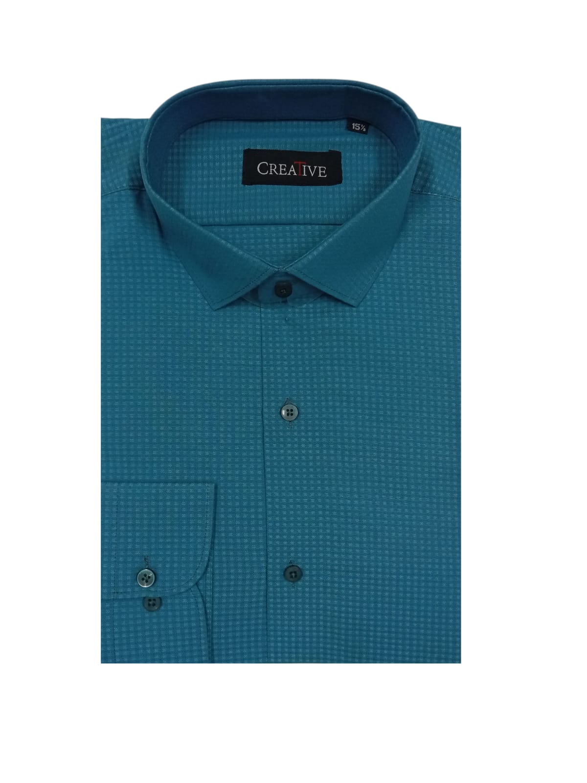 CREATIVE 'Azure Depths' Textured Cotton Shirt.