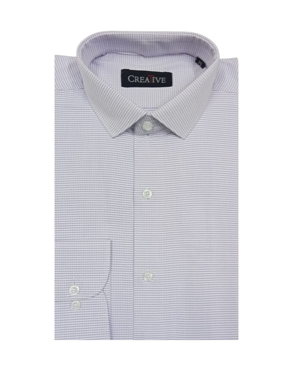 CREATIVE 'Lilac Micro-Check' Textured Cotton Shirt