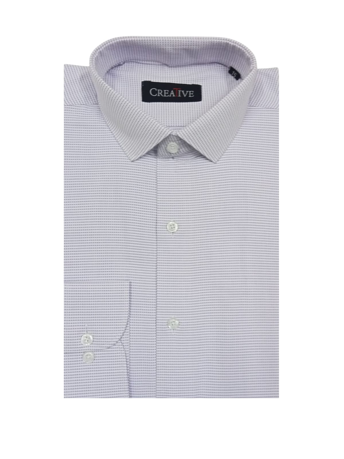 CREATIVE 'Lilac Micro-Check' Textured Cotton Shirt