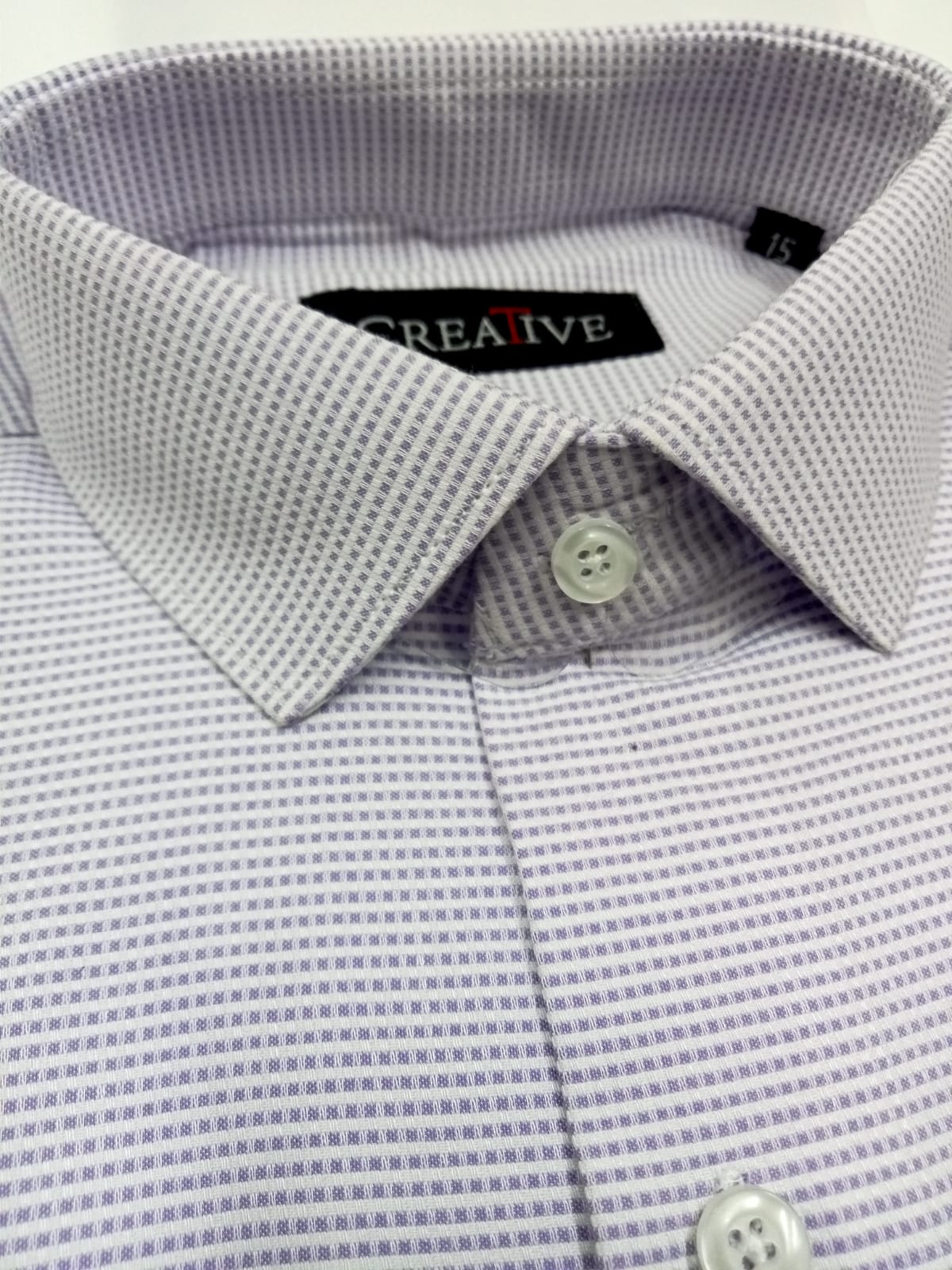 CREATIVE 'Lilac Micro-Check' Textured Cotton Shirt