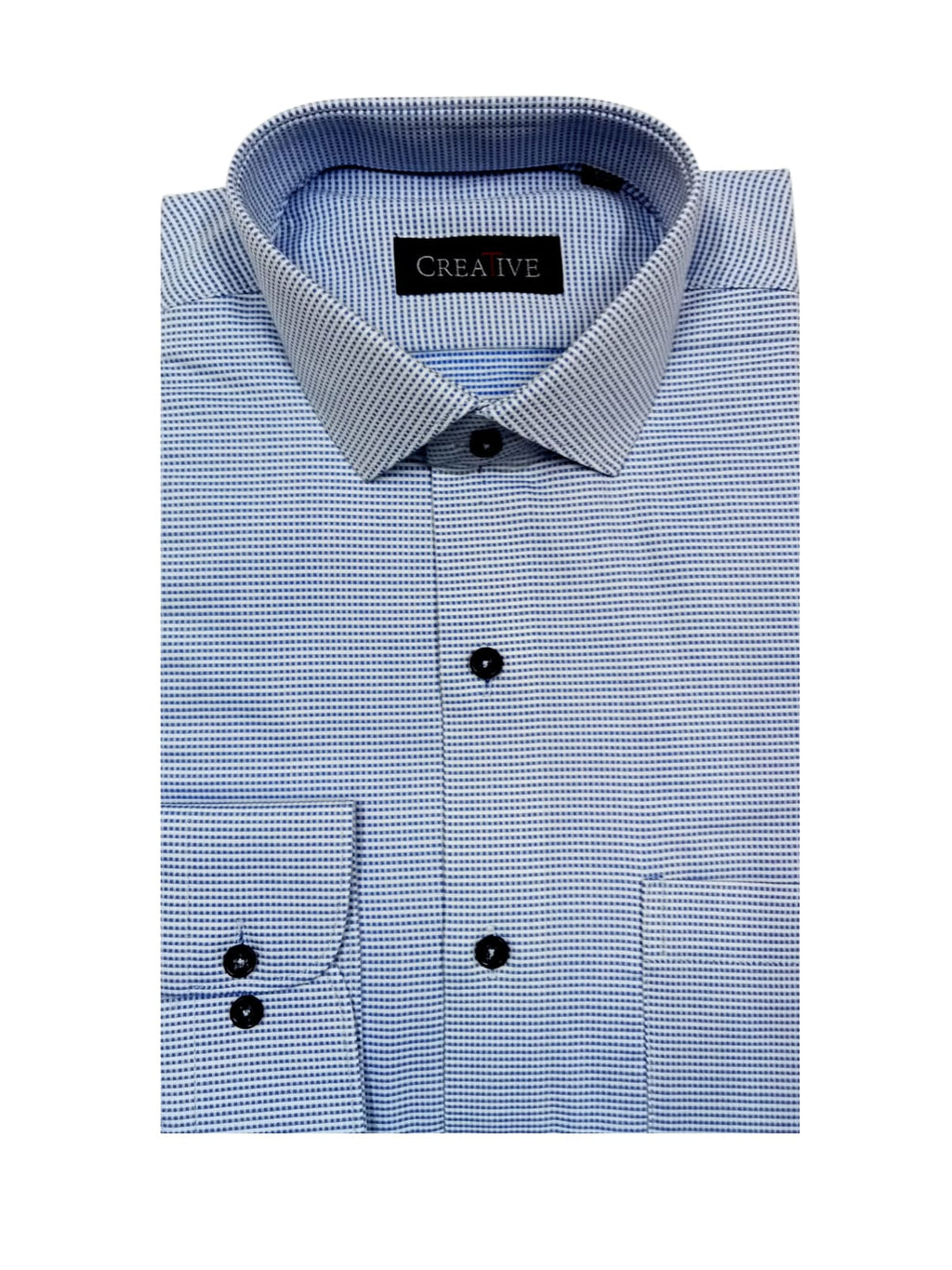 CREATIVE 'Skyline Micro-Check' Textured Cotton Shirt