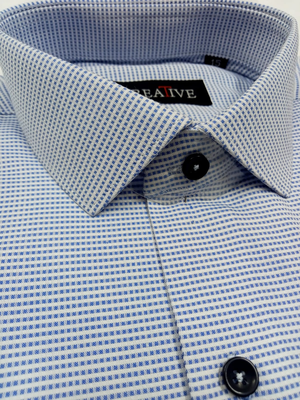CREATIVE 'Skyline Micro-Check' Textured Cotton Shirt