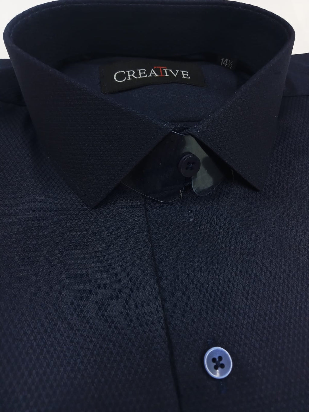CREATIVE 'Navy Diamond Weave' Cotton Shirt