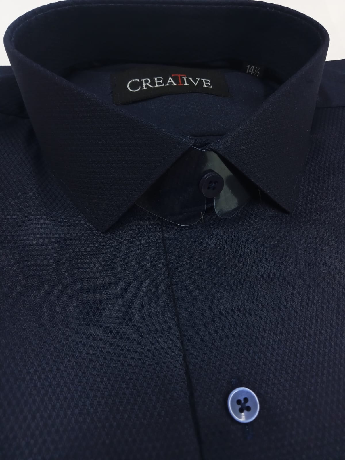 CREATIVE 'Navy Diamond Weave' Cotton Shirt