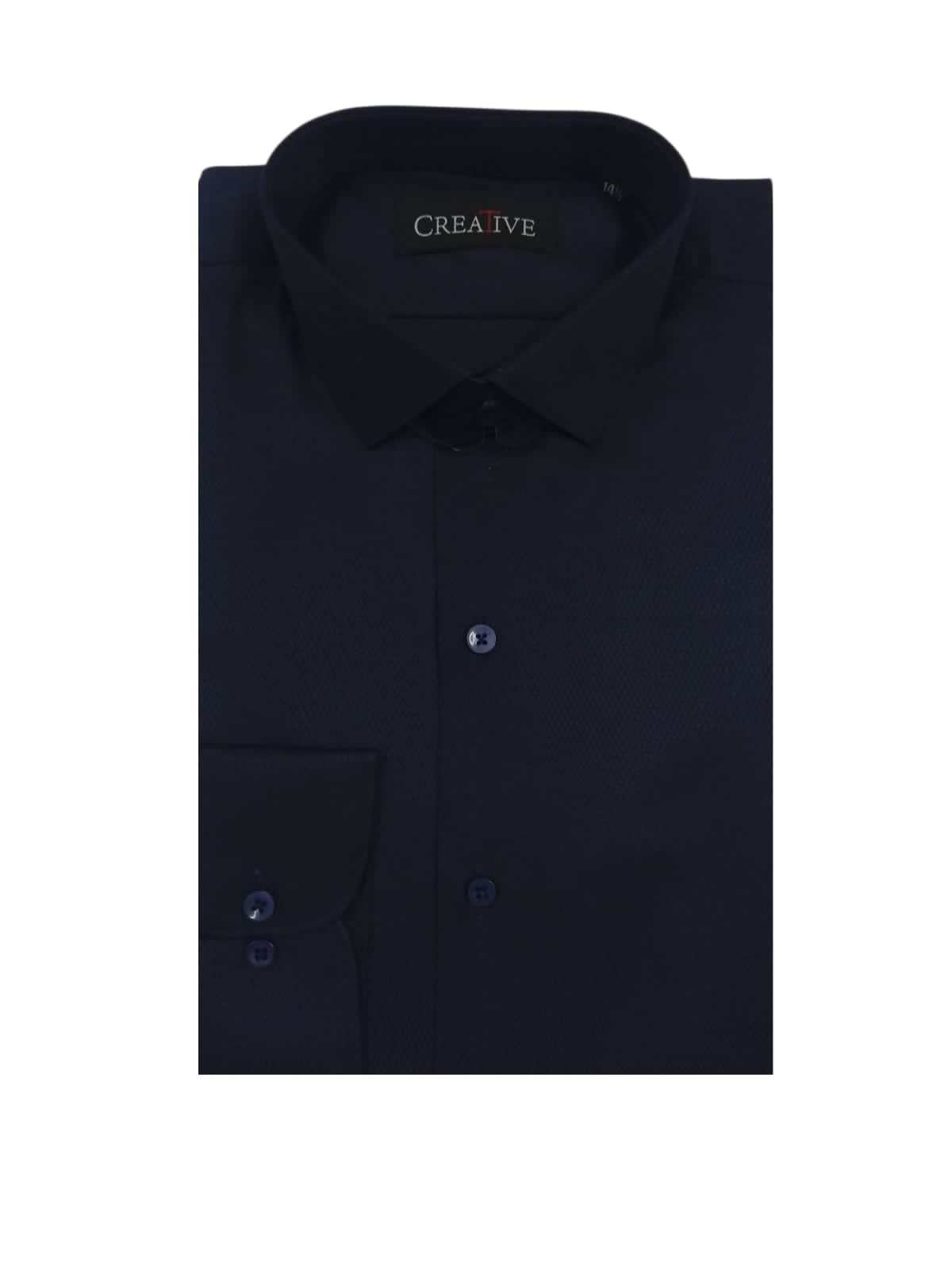 CREATIVE 'Navy Diamond Weave' Cotton Shirt
