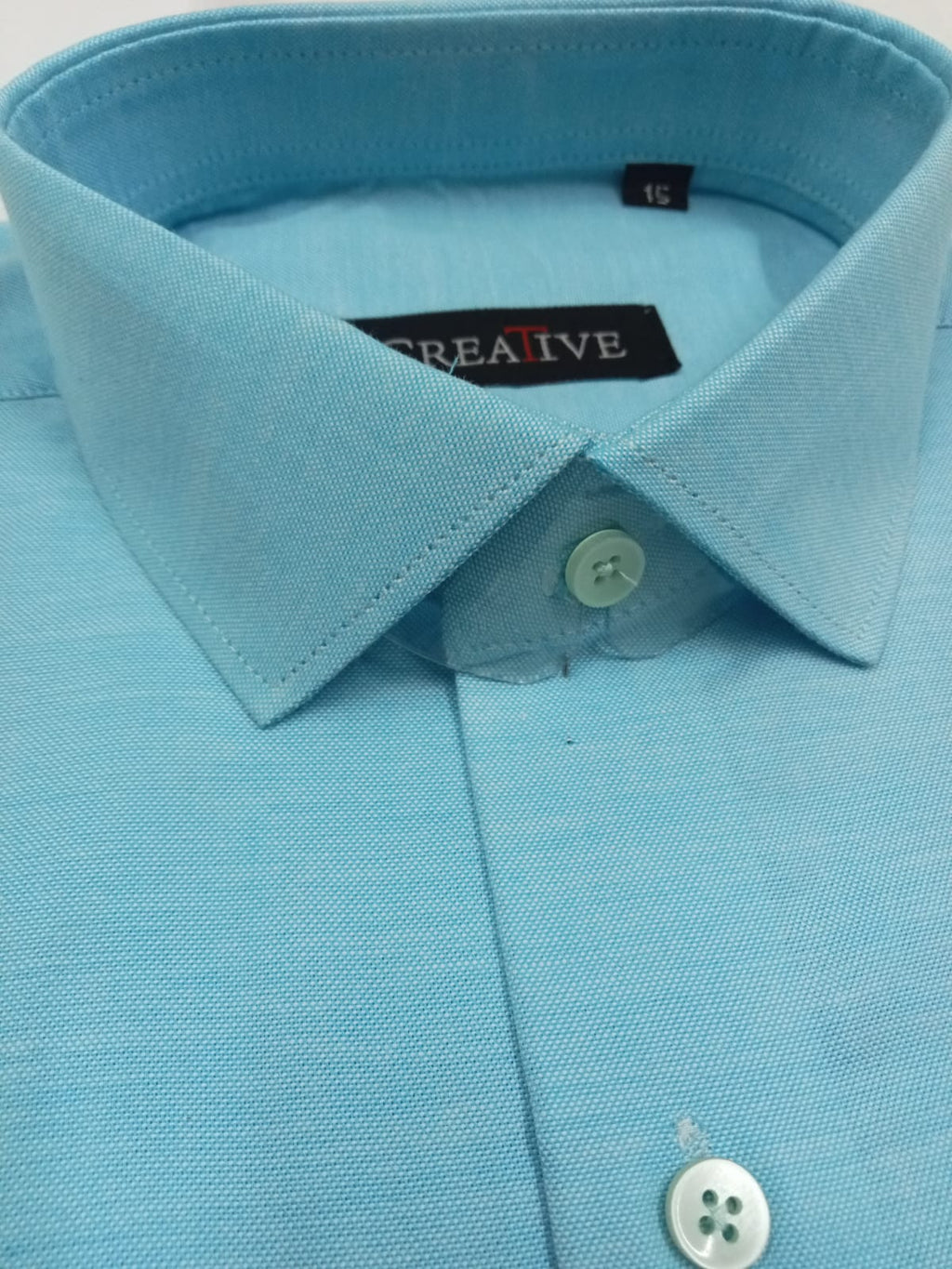 CREATIVE, Bright Mint Aqua Solid Dress Shirt (Premium Polo Chambray Fabric)