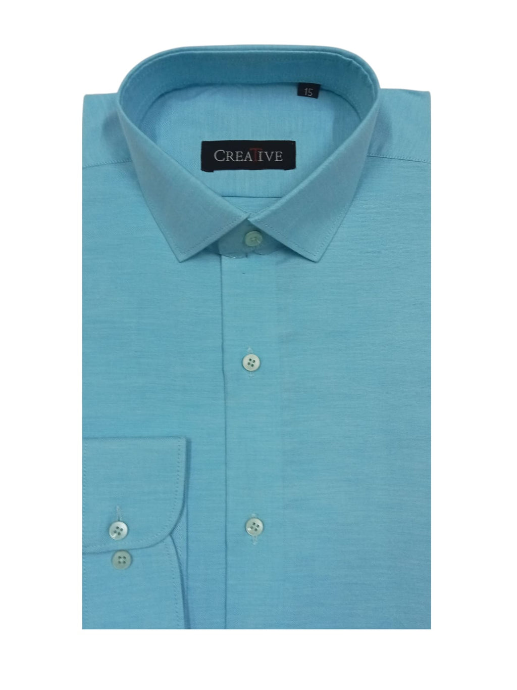 CREATIVE, Bright Mint Aqua Solid Dress Shirt (Premium Polo Chambray Fabric)