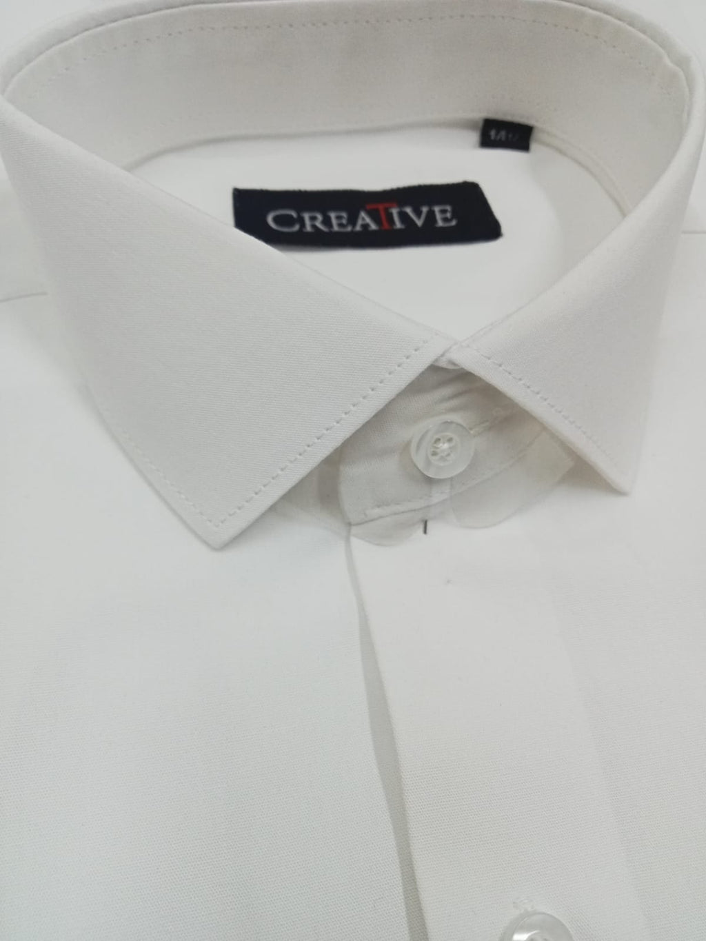 CREATIVE, Snow White Solid Dress Shirt (Premium Tropical Cotton Fabric)