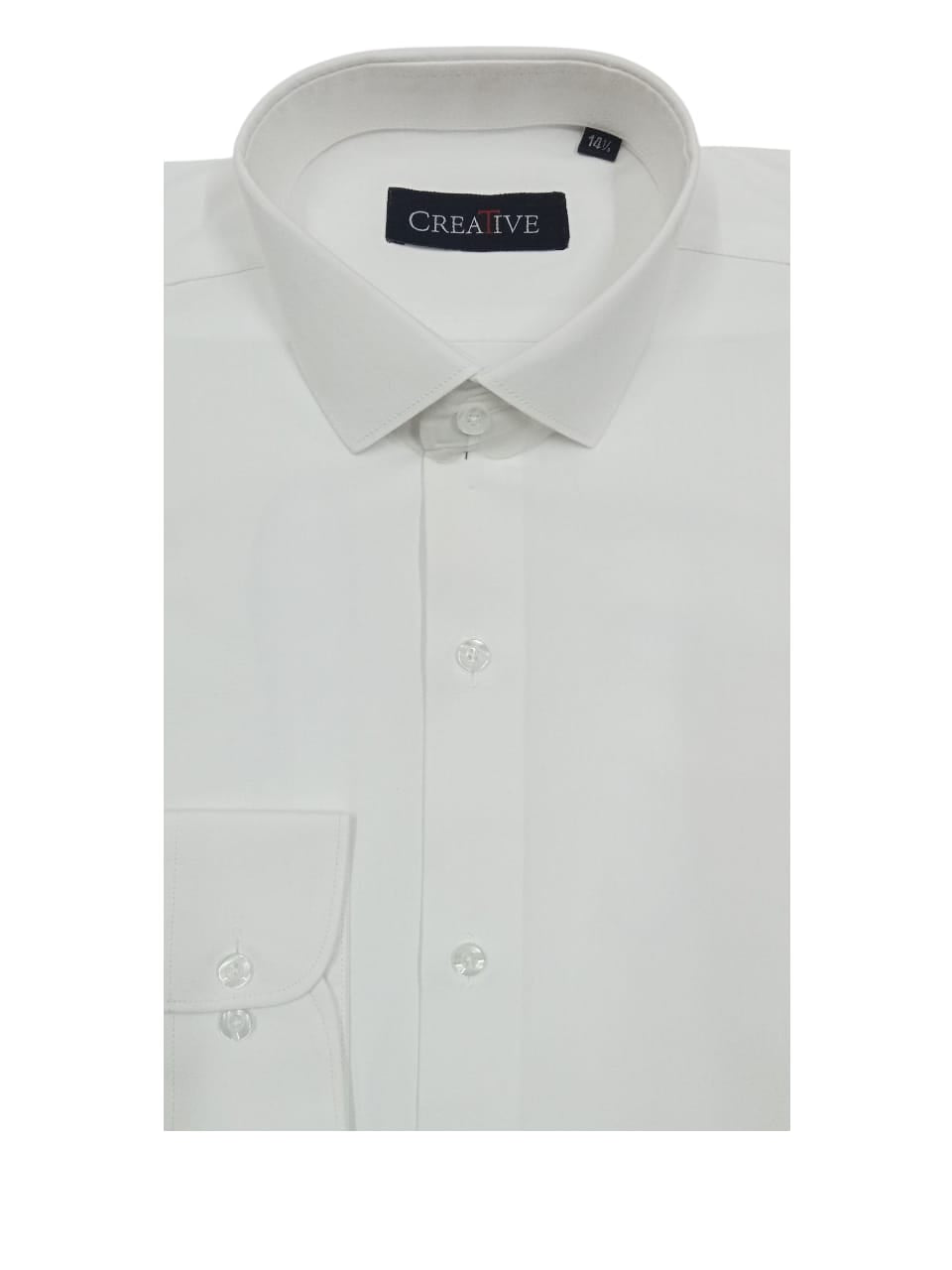 CREATIVE, Snow White Solid Dress Shirt (Premium Tropical Cotton Fabric)