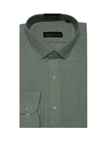 Olive Green Chambray Solid Cotton Shirt
