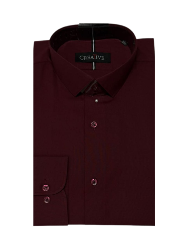 Wine Burgundy, Solid Cotton Shirt