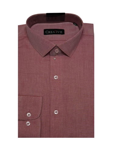 Rosewood Chambray Chevron Weave Cotton Shirt