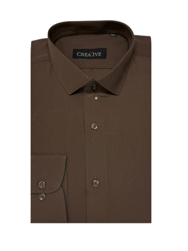 Chocolate Brown Solid Cotton Shirt