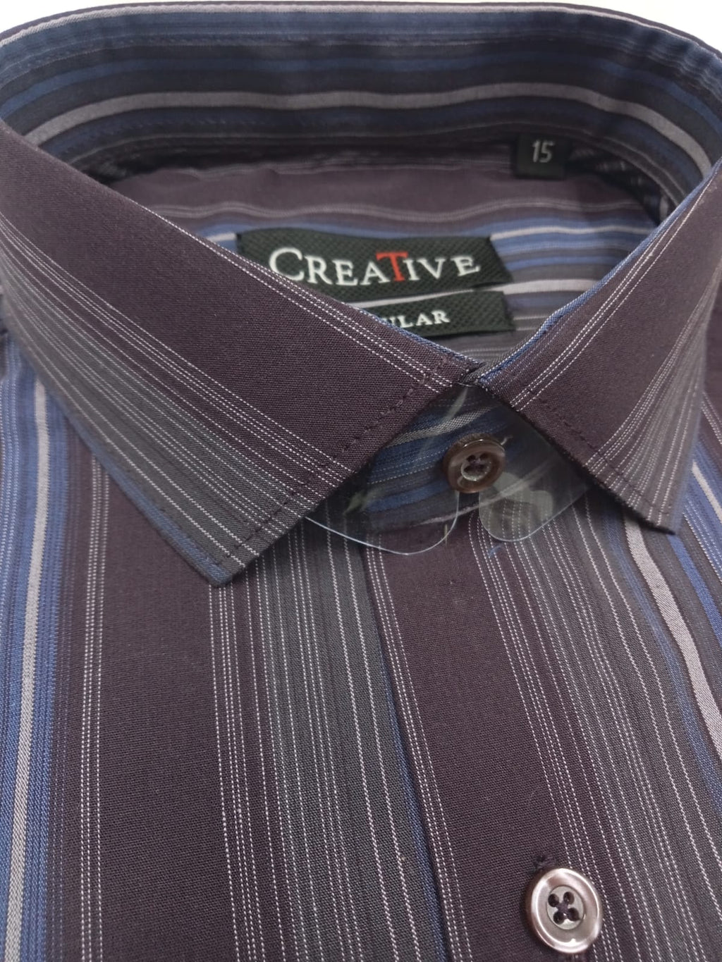 CREATIVE 'Aubergine Skyline' Striped Cotton Shirt