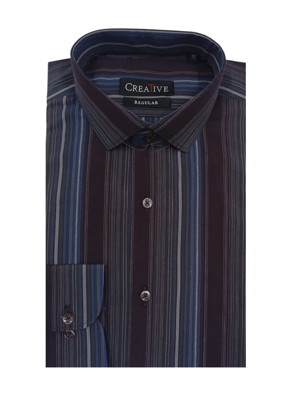 CREATIVE 'Aubergine Skyline' Striped Cotton Shirt