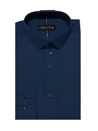 Ocean Blue Tropical' Solid Cotton Shirt