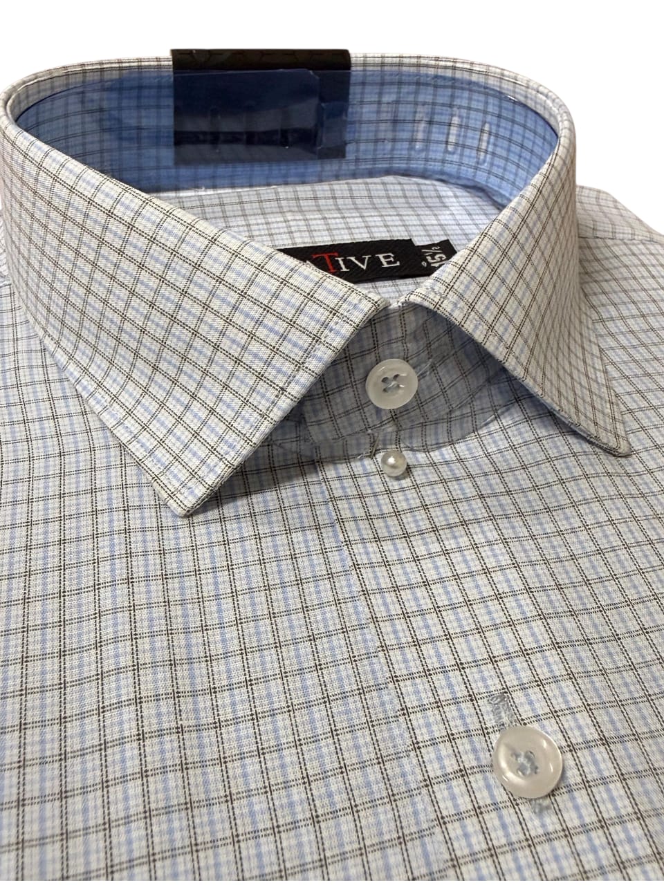 Aqua Windowpane' Classic Cotton Shirt