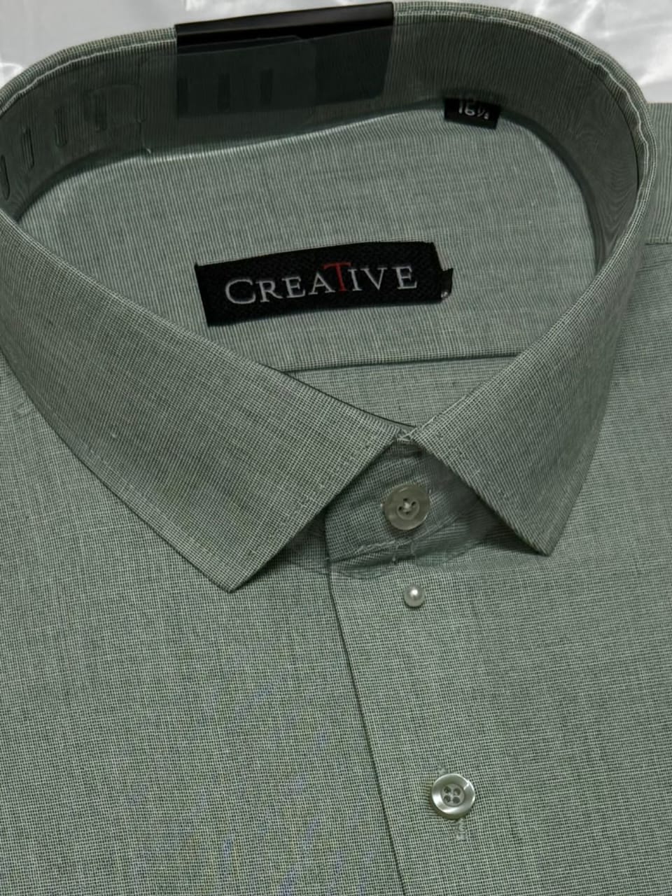 Olive Green Chambray Solid Cotton Shirt