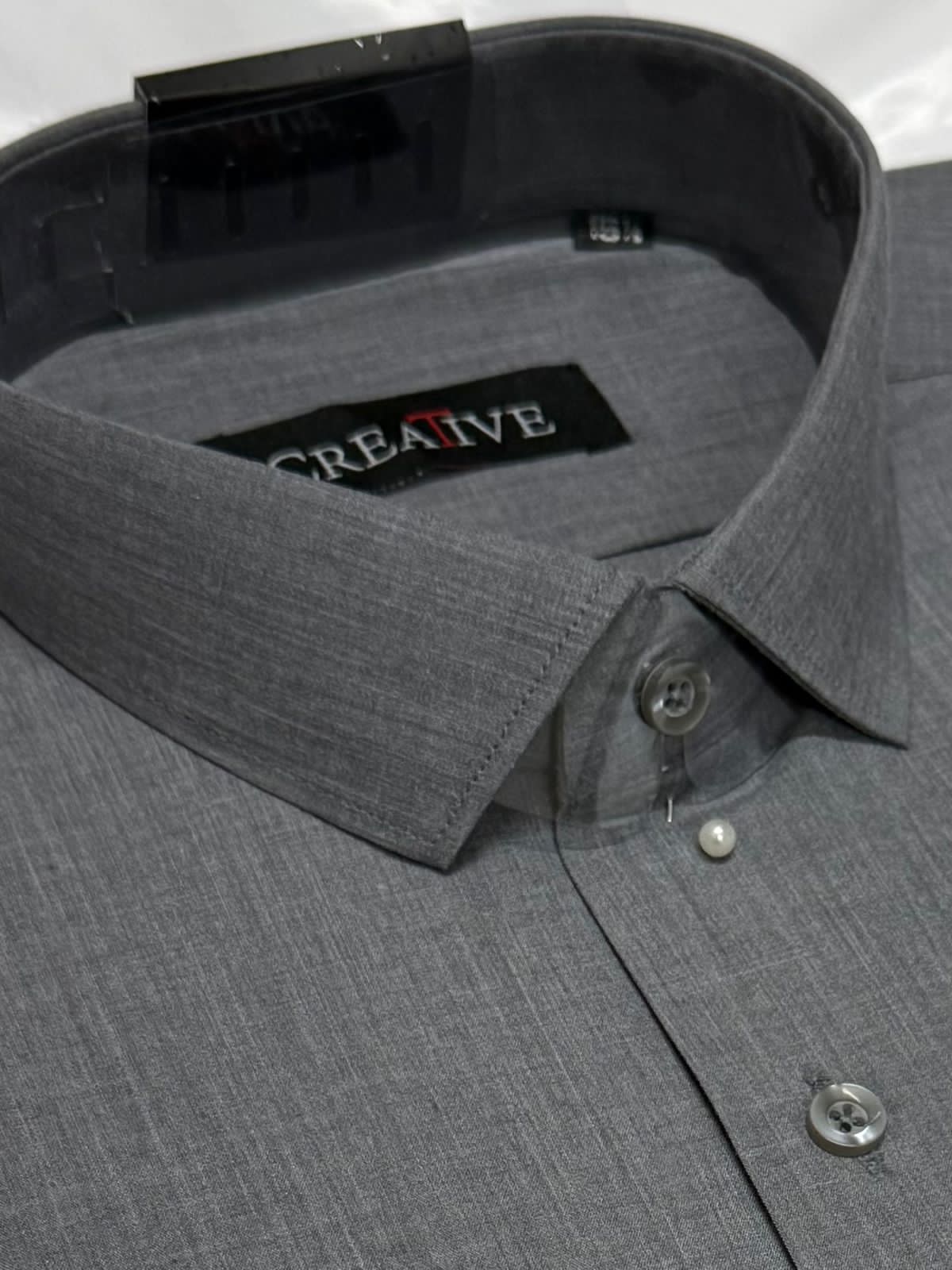 Mist Gray Chambray Weave Cotton Shirt