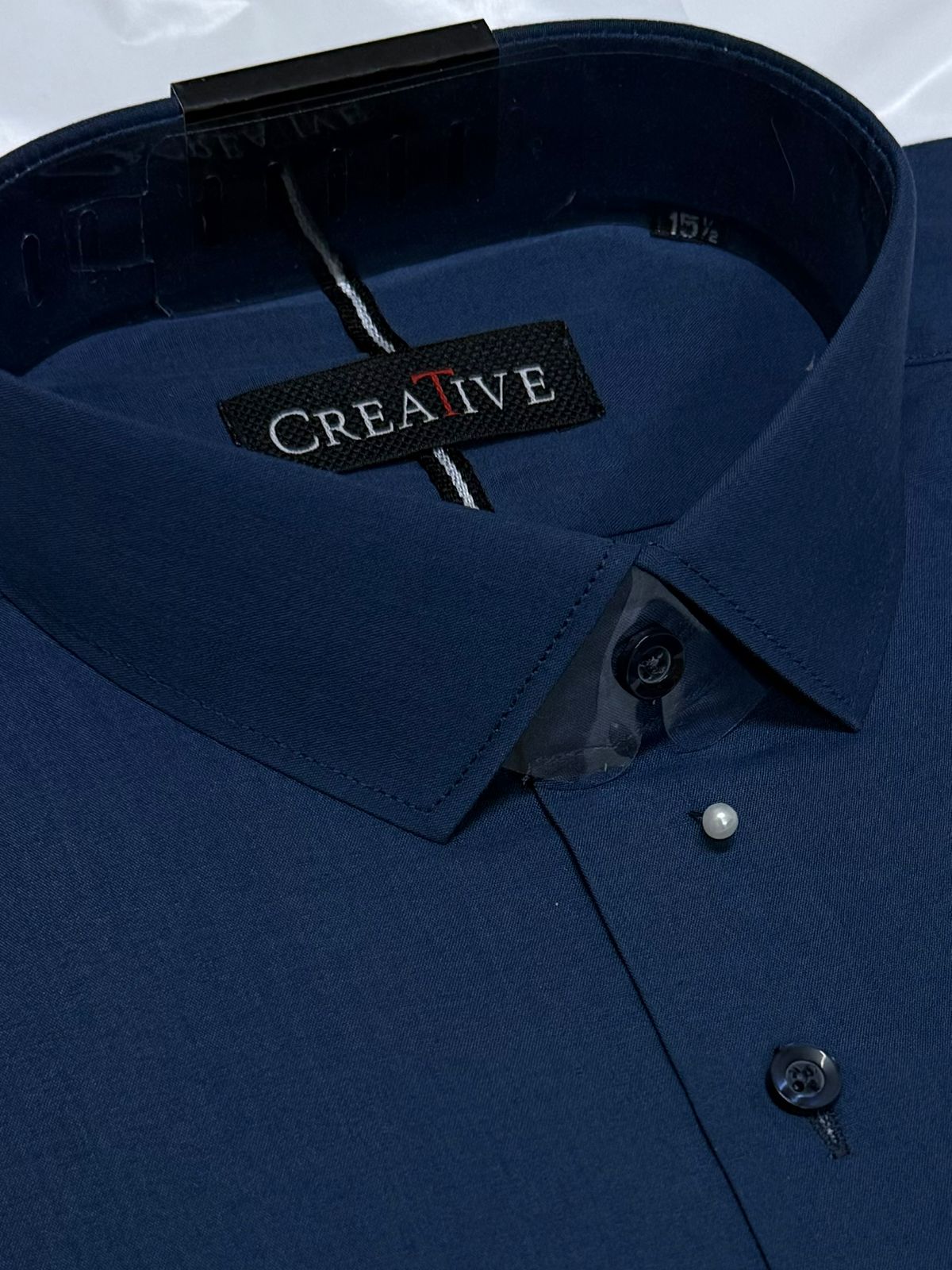 Ocean Blue Tropical' Solid Cotton Shirt