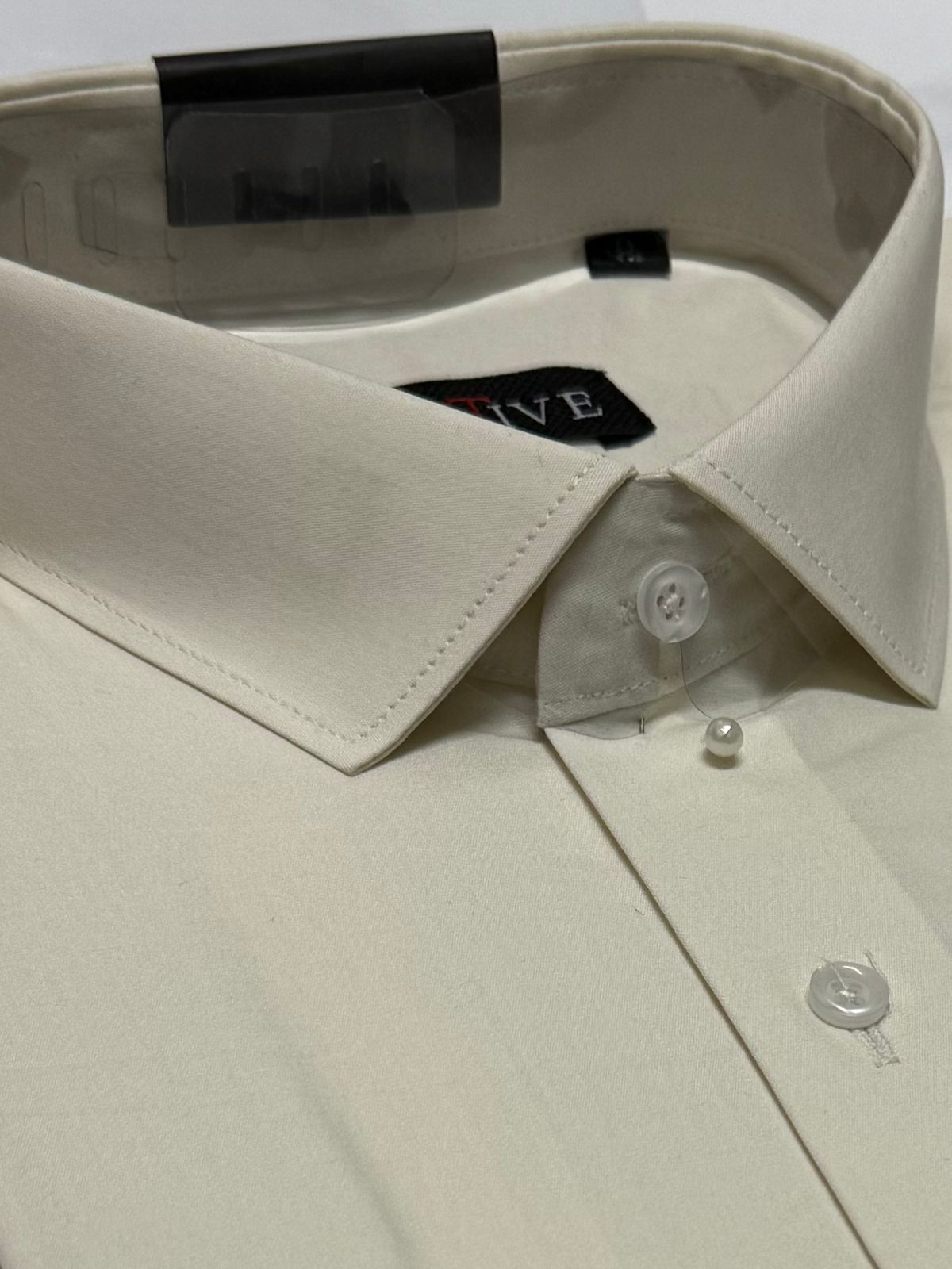 Ivory Cream Solid Cotton Shirt